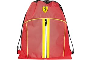 FRANCO COSIMO PANINI FERRARI KIDS - Sacca Coulisse Ufficiale Ferrari, Compatta e Versatile, Ideale per Palestra, Scuola, Viaggi, Portamerenda, Idea Regalo Bambini e Ragazzi, 35x42x2 cm, Rossa e Gialla