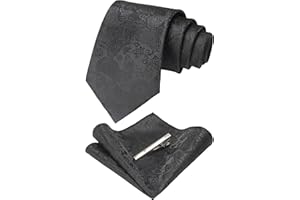 JEMYGINS Conjunto de Corbata y Pañuelo para Hombre Elegante Paisley Graziös con Pinza para Corbata