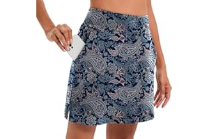 Timuspo Damska spódnica tenisowa ze spodniami, krótka spódnica ze spodniami, z kieszeniami, na lato, do golfa, wędrówek, biegania, jazdy na rowerze