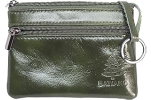 BAWAKO Étui à clés en cuir véritable édition spéciale, étui à clés pour femme, homme, enfant, porte-monnaie compact fait à la main spécial, vert, Weihnachtsbaum M, Poche pour carte d'identité