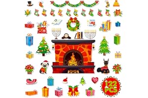 GETHELUD 122 decoración de tablones de anuncios de Navidad, vacaciones de invierno felices, chimenea, vela, Corona, Corte de cartón, clase, puerta, ventana, fiesta temática de Navidad