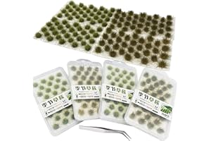 Cayway 128 PCS Modèle Arbres Gazon Lichen pour Feuillage, Touffe d'herbe Statique Herbe Artificielle Modèle, Artificielles Mousse pour Le Chemin de Fer de Paysage de Train