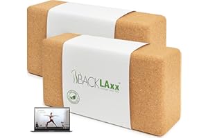 ‎BACKLAXX BACKLAXX® Yoga Block 2er Set aus Kork - 100% nachhaltiger Yogablock, perfektes Yoga Zubehör und Pilates Zubehör, 2 Yoga Blöcke als Yoga Set inkl. Anwendungsvideos, Yogablock 2er Set, Yogablöcke