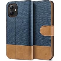 BEZ Cover per iPhone 12 Mini, Custodia per Portafoglio iPhone 12 Mini Protettiva in Tela e PU Pelle Portafoglio Flip Cover con Chiusura Magnetica, Blu Navy