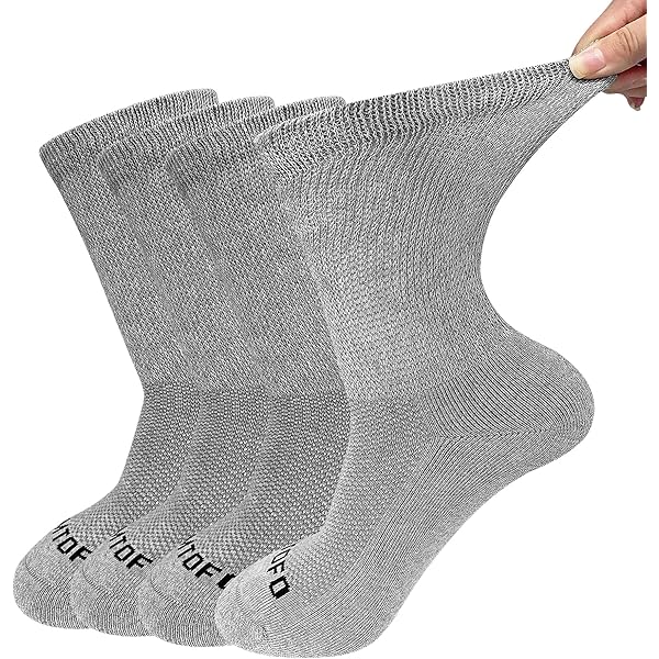 Cosyfeel® Women's Loose Diabetic Socks | 4 Pack Neuropathy Ankle Socks for Women | Super Soft Eco-friendly Bamboo Material | Durable with Seamless Toe | Multicoloured Patterns | 4, Light Grey