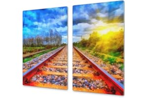 CONCEPT CRYSTAL Couvre-cuisinière à induction – Planche de cuisine en verre trempé – Couvre-plaques de cuisson – UNE PIÈCE (60x52 cm) ou DEUX PIÈCES (30x52 cm chacune); D13 Série D'art: Texture 96