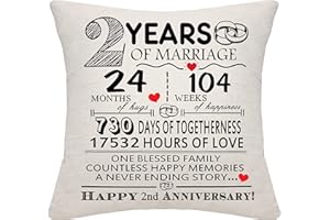BOMMEX 2 Years of Marriage Gift 2nd Wedding Anniversary Cushion Cover Keepsake Decoration Gift for Couples Parents Women Men Mum Dad Husband Wife Grandma Grandad Aunt Uncle Friends (2 YEARS)