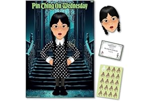 UKPG Halloween Party Game – PIN THING ON WEDNESDAY | 20 Players | Winner Certificate and Poster for Halloween Party, Halloween Decoration, Addams Birthday Party, Halloween Games