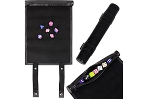 Belle Vous Black Scroll Dice Tray and Rolling Mat - PU Leather Dice Storage Box Holder with Zipper - Folding Polyhedral Dice Tray Ideal for DND, RPG, Dice/Board Games and Other Table Games