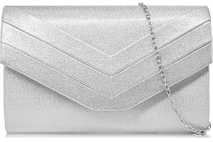 Milisente Pochette da donna pochette eleganti Borsa da sera pelle sintetica in Leather pochette (Argento)