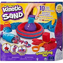 VBACALA Set Sabbia Magica Per Bambini 3+ Anni - 32 Accessori, Scatola Portatile, Stampo Per Torta, 3 Colori, Regalo Ragazzi - 4