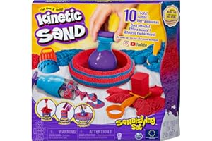 KINETIC SAND - ARENA MÁGICA - SET SANDISFYING - 907g de Arena Azul y Roja con 10 Moldes y Accesorios - Kit Manualidades Niños - 6047232 - Juguetes Niños 3 Años +