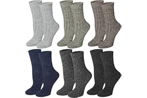 Justay 6 par zimowych skarpetek z wełny merynosów skarpety termiczne zimowe ciepłe bawełniane skarpety damskie męskie do wędrówek, wędrówek