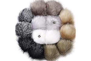 TATUO Pompones de Piel Falso de Manualidades con Botones de Presión Pompones Esponjosos Desmontables para Gorras de Punto Zapato Bufanda Accesorios de Bolsa (14 Piezas, Color Neutro)