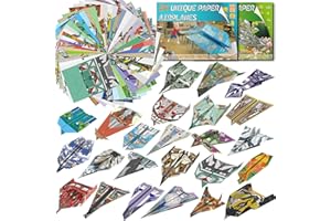 Elfew 48 Sheet Paper Plane for Kids Ages 6-8,8-12, Origami Paper Plane Kits for Boys, Origami Book, Arts and Crafts for Kids Age 10, Airplane Toys Gifts for Children Boys and Girls
