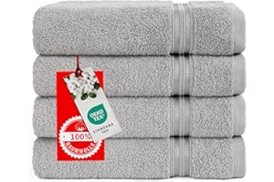 Hammetex 4er Handtücher Set, 100% Baumwolle Premium Qualität Groß 50x100cm Handtuch, Weich Saugstark Schnell Trocknendes Händehandtuch, Hellgrau
