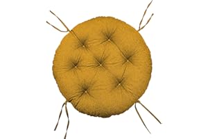 chilly pilley Coussin Rond pour Papasan Coussin De Fauteuil Jardin Coussin De Siège Matelassé avec Boucles (110cm, Chameau)