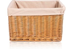 GREEN LEAVES Natural Finish Nursery Baby Room Wicker Storage Basket New Born Gift Hamper (Brown, Large)