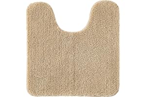 MIULEE Tapis de Toilette Antidérapant Tapis Absorbant Tapis Moelleux Microfibre Forme de U Beige 50x50CM