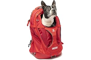 Kurgo G-Train Sac à Dos de Transport pour Petits Chiens et Chats, Sac de Voyage et Randonnée avec Fond étanche, Rouge