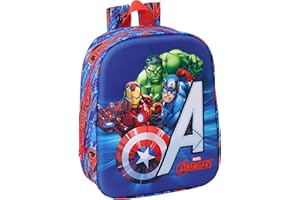 safta AVENGERS 3D - Zaino da asilo 3D, adattabile al carrello, facile da pulire, ideale per bambini di diverse età, comodo e versatile, qualità e resistenza, 22 x 10 x 27 cm, blu scuro/rosso, M