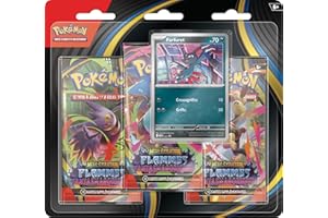Pokémon : Blister de Trois boosters Méga-Évolution – Flammes Fantasmagoriques – Farfuret du JCC Pokémon (1 Carte Promo Brillante et 3 boosters)