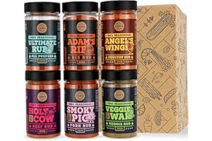 SALDVA Zestaw wysokiej jakości przypraw do grilla – Święta Krowa, żeberko Adama, skrzydła anioła, świnka, Ultimate Rub & Veggie War | 6 sztuk | 100% naturalny | do niesamowitych potraw grillowych