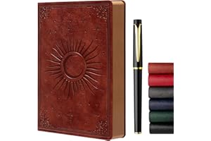 ZXHQ Portada suave de la revista retro de cuero, 288 páginas, 180 planos, para escribir un diario de viaje portátil, 5,7 'x 8,3' marrón