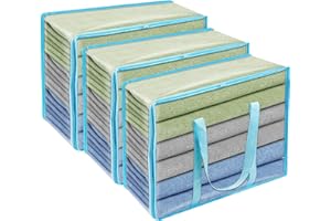 Vieshful 40L 3 Piezas Cajas Almacenaje Ropa Organizador Armario Plegable Bolsas para Guardar Ropa Claro Bolsas Almacenaje Ropa Plastico para Mantas, Edredones