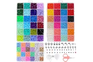 Wetisedg 13500 Pcs Clay Beads Bracelet Making Kit 40 Colors Polymer Clay Beads Kit 24 Colors Glass Seed Beads with Letter Beads & Pendant Charms for Jewellery Making Bracelets Necklace DIY,3 Boxes