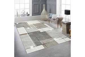 Teppich-Traum Dywan do salonu, do jadalni, wytrzymały, elegancki, geometryczny wzór, w subtelnych odcieniach kremowych i szarości, 240 x 330 cm