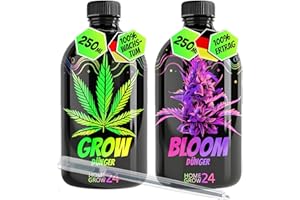 Homegrow24 Cannabis Dünger Indoor & Outdoor für Cannabispflanzen Wachstumsphase und Blütephase Duo Grow & Bloom Hanfdünger I Starter Set (Duo Dünger Set 2x250ml)