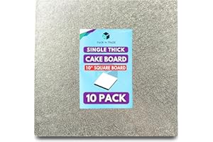 PACK N TRADE SPECIALISTS IN BAKERY & FOOD PACKAGING Pack N Trade 10 Inch Square Cake Boards – Pack of 10 Single Thick 2mm Cardboard, Reusable & Sturdy Cake Base for Baking, Decorating, and Display