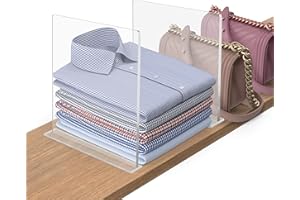 FNG8 Divisori Cassetti in Acrilico Trasparente [2 Pezzi] - Organizzatori per Armadio Verticali in Camera da Letto, Ufficio - Divisori per Cassetti per Vestiti, Asciugamani, Scarpe, Borse e Libri