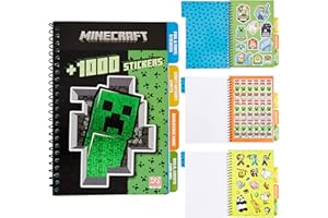 Minecraft Libro de Pegatinas Infantiles - 28 Hojas Con Más de 1000 Pegatinas para Coleccionistas y Scrapbooking - Juguetes y Merchandising Gamer