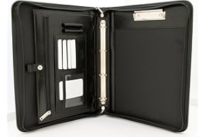 NODA Konferenzmappe, A4, italienisches Leder, Ringbuch, Klemmbrett mit Griff Schwarz