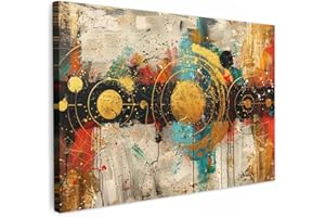 MuchoWow© Canvas Wall Art 35"x24" / 90x60 cm Decor Prints for Living Room Decorative Canvases Hall Artwork Abstract - Art - Gold - Modern