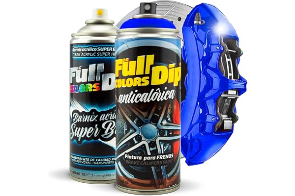 Kit de peinture pour étriers de frein super brillants en spray 400 ml (1 spray peinture + 1 spray vernis brillant) - Application facile - Finition professionnelle (11 couleurs au choix) (bleu foncé)