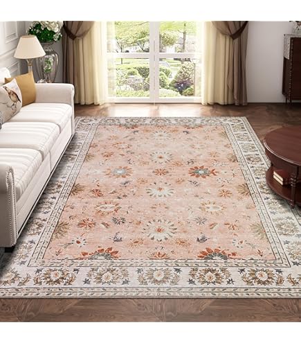 Blumen Teppich 160x230 Cm - Abstrakt Bunt Waschbar Kurzflor