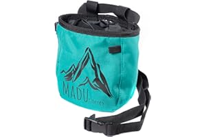 Madu Climb Premium Rock Climbing Chalk Bag – Chalk Pouch with Zippered Pocket, Brush Holder, Fleece Lining