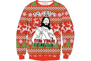 Mainfini Mens Ugly Christmas Sweatshirts Long Sleeve Unisex Funny Graphic Pullover (S-3XL)