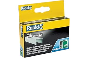 Rapid Confezione da 2000 Graffe N.140/10 per Plastica Sottile, Cartone e Tappeti in Acciaio Zincato, Struttura a Filo Piatto, Lunghezza Gamba 10 mm