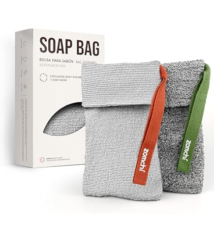 Filet Per Sapone In Cotone Biologico GOTS - Set Da 2 (Bianco E Naturale) - Sacchetto Salvasapone Zero Sprechi - Esfoliante Delicato - Fatto A Mano In Francia - 5