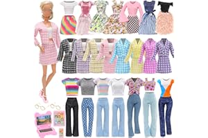Festfun Doll Fashion Pack 6 Set Doll Clothing with 5 Accessories for 11.5 Inch Girl Dolls Including 2 Elegant Suits 2 Outfits Tops 2 Pants 2 Dresses 2 Glasses 3 Accessories for Dolls