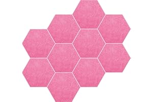 SGEHAI Set of 10 Hexagon Felt Pin Board Tiles + 50 Push pins, 6 x 5.2 x 0.44 inch, Notice Memo Bulletin Boards with Push Pins for Home Decor and Office, Decorative Pinboard for Kids