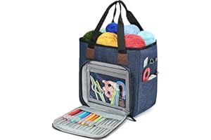 KEYHOT Handarbeitstasche Groß, Projekttasche, Stricktasche für Unterwegs, Aufbewahrung Stricken Tasche, Garntasche, Crochet Bag, Nur Tasche, Keine Zubehörteile(Blau)