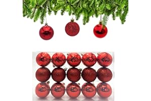 Xcdhemde® 15 Bolas de Navidad 6cm, Bolas Navideñas de Plástico, Navidad de Plástico Son adecuadas para Interiores y Exteriores, (Rojo)