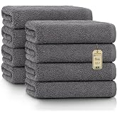 Green Mark Towels &ndash; 8 Piece Set &ndash; 100% Cotton, Soft and Highly Absorbent, Bath, Spa and Gym, 50 x 100 cm, Anthracite Grey