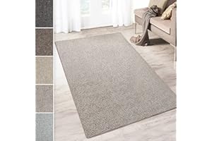 ‎CASA PURA casa pura Teppich Läufer Carlton | Flachgewebe dezent Gemustert | Teppichläufer in vielen Größen | als Küchenläufer, Flurläufer (Grau-Beige - 80x100 cm)