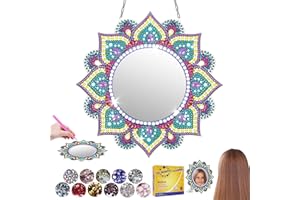 ODAPTO Gift for girls 6 7 8 9 10 11 years: DIY diamond painting mirror craft set for children ages 6 7 8 10 and up, mandala cosmetic mirror girls birthday gift toy for ages 5-12 (# 03)